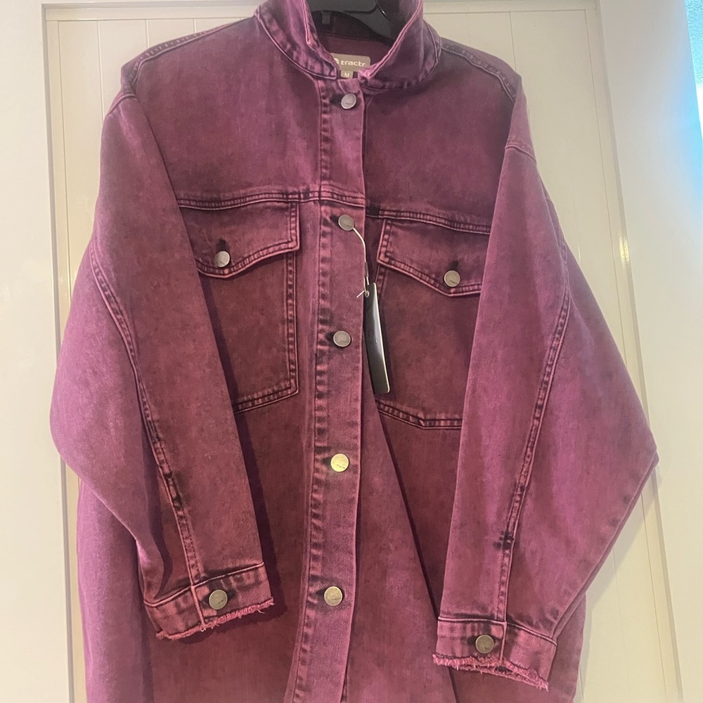 Tractr Washed Plum Denim Jacket